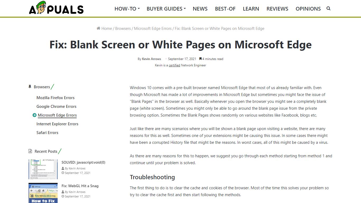 Fix: Blank Screen or White Pages on Microsoft Edge
